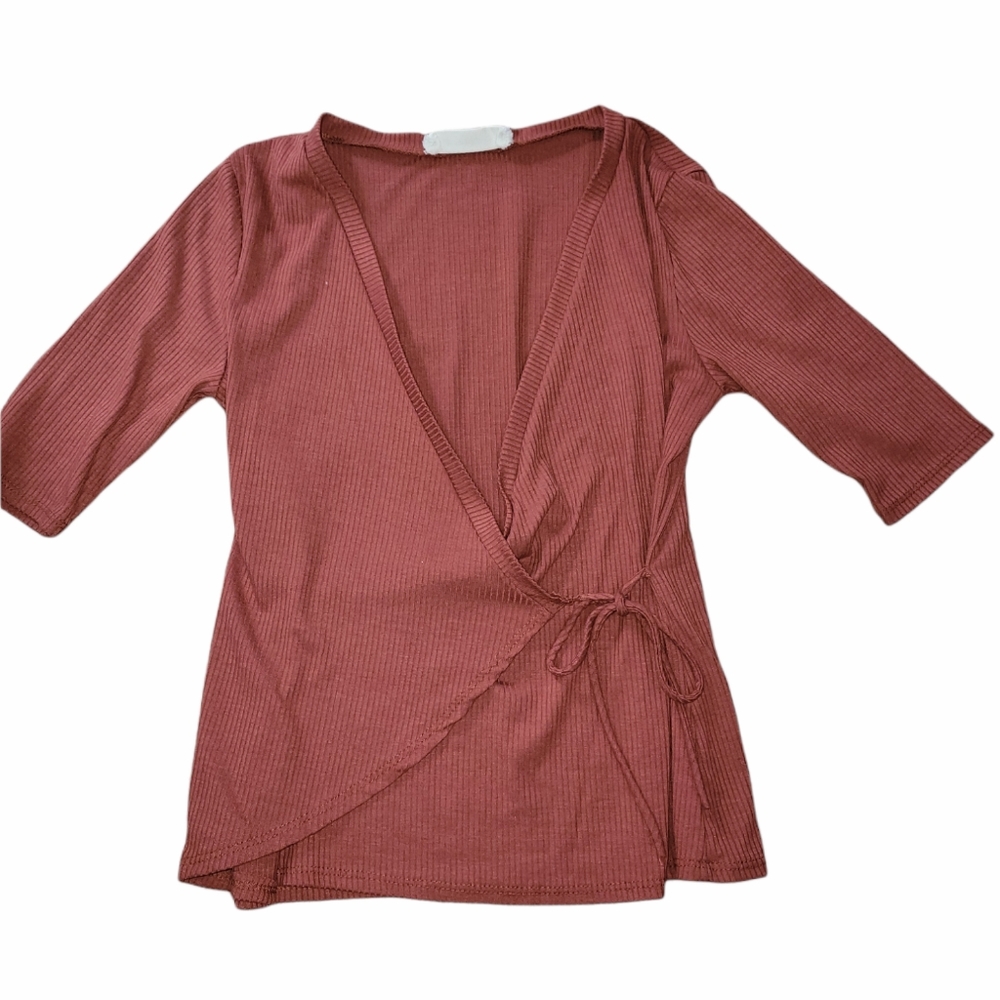 twinkle by Wenlan Crossover Tie Knit Top sz L